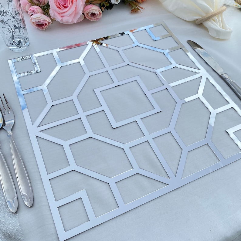 Square Charger Plate Geometric Placemats Wedding Plates Etsy