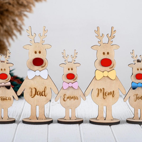 Personalized Freestanding Reindeer, Christmas Family Gifts, Reindeer Gifts, Place Names Setting Table Decorations, Xmas Ornaments