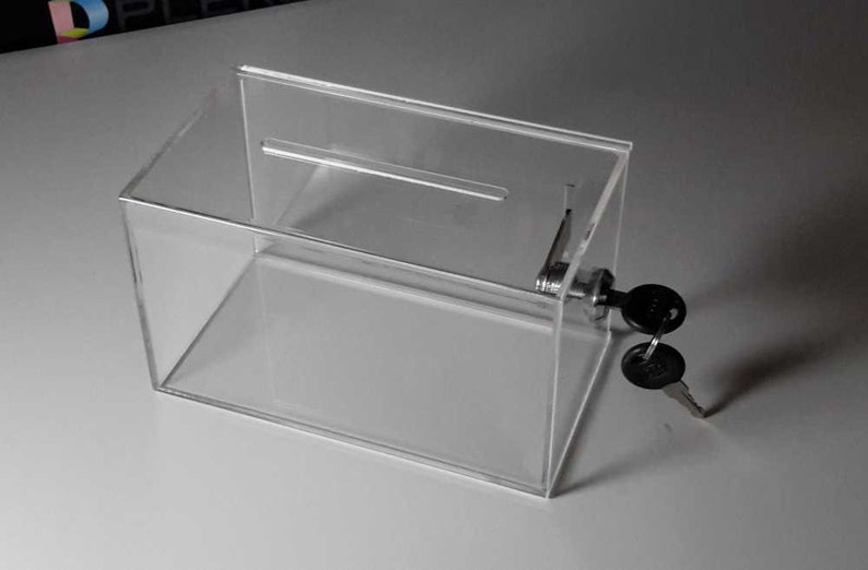 FREE SHIPPING Donation Box Tip Box Locking Box Clear Etsy