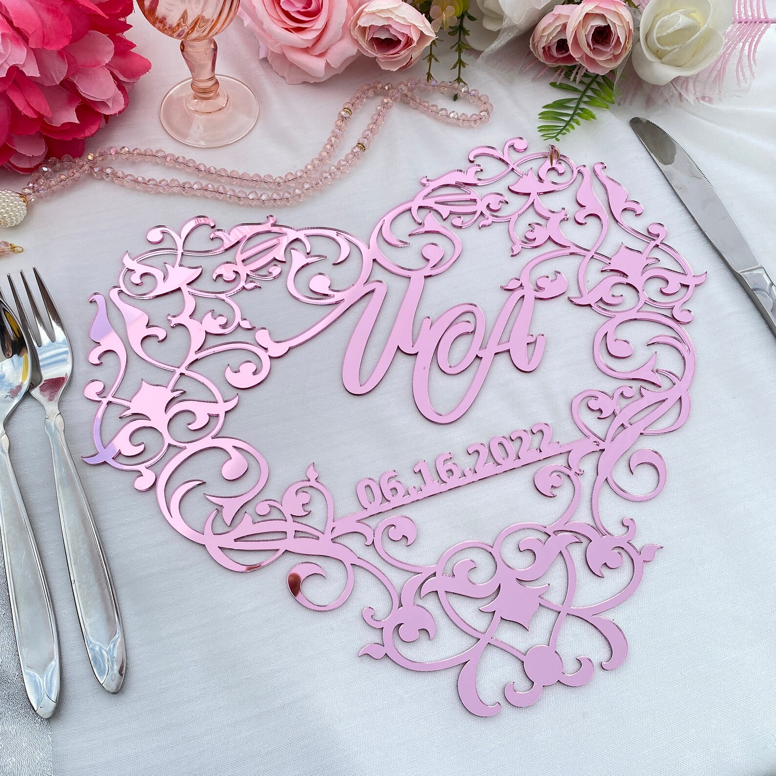 Pink Heart Charger Plate Heart Table Decor Love Wedding Etsy