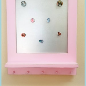 Magnetic Message Board and Key Holder with Shelf Wall Decor Wood Sign image 1