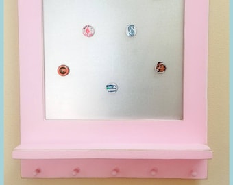 Magnetic Message Board and Key Holder with Shelf ~ Wall Decor ~ Wood Sign