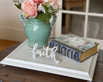 Elegant Decorative Wood Tray with Crystal Feet for Coffee Table | Ottoman | Serving |  Bathroom