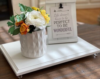 Wood Tray with Crystal Feet for Coffee Table | Ottoman | Serving | Bathroom