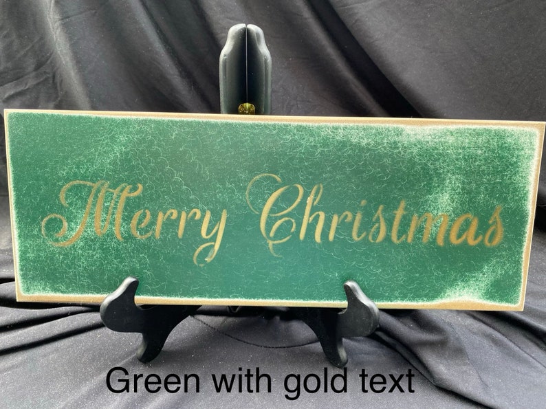 Merry Christmas wall sign Christmas Decor home decor wall decor wood sign holiday decoration Green with gold