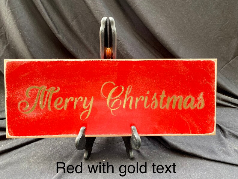 Merry Christmas wall sign Christmas Decor home decor wall decor wood sign holiday decoration Red with gold