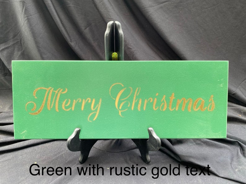 Merry Christmas wall sign Christmas Decor home decor wall decor wood sign holiday decoration Green w/ rustic gold