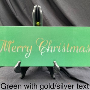 Merry Christmas wall sign Christmas Decor home decor wall decor wood sign holiday decoration Green w/ silver&gold