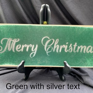 Merry Christmas wall sign Christmas Decor home decor wall decor wood sign holiday decoration Green with silver