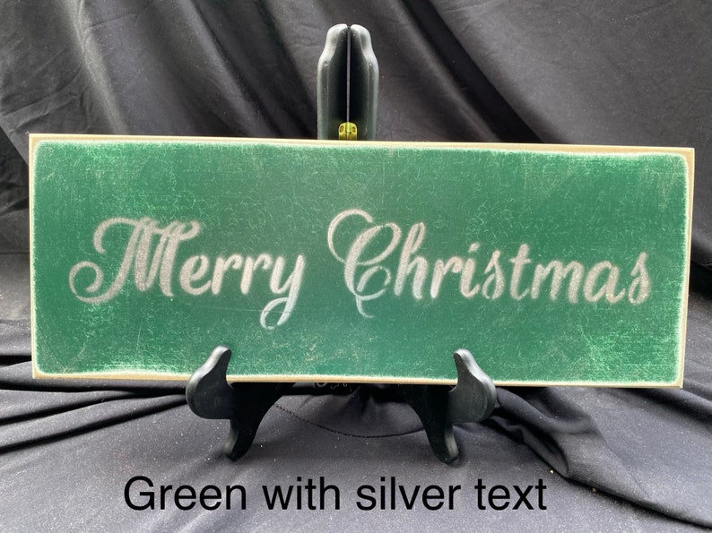 Merry Christmas wall sign Christmas Decor home decor wall decor wood sign holiday decoration Green with silver