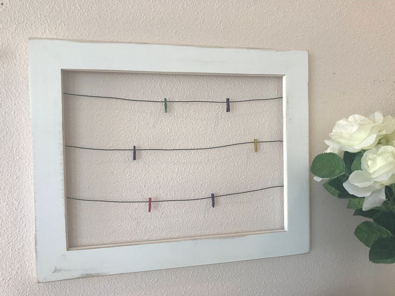 Framed Wire Photo Display with Mini Clothespins display photos / kids artwork / cards and more wall art art display photo frame image 5