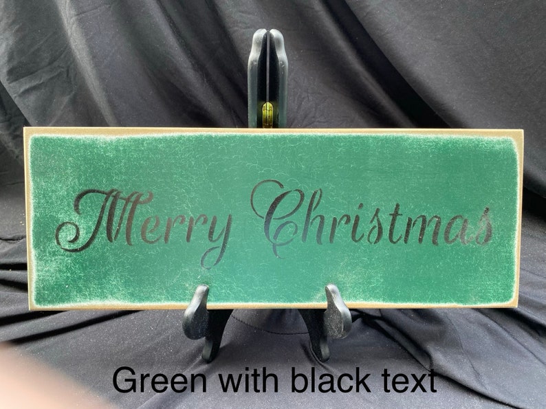 Merry Christmas wall sign Christmas Decor home decor wall decor wood sign holiday decoration Green with black