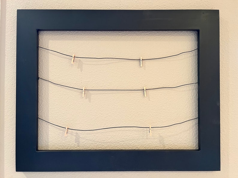 Framed Wire Photo Display with Mini Clothespins display photos / kids artwork / cards and more wall art art display photo frame image 4