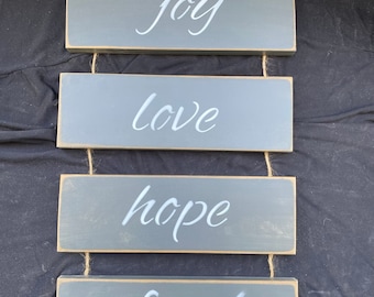 Shabby Chic Wall Sign  ~ Joy ~ Love ~ Hope ~ Faith ~  home decor ~ wall decor ~ wood sign