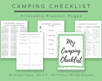 Camping Checklist, Planner, Hiking Essentials, Camp Accessories, Gear, Nature Gifts, Outdoor Life, Camping Log