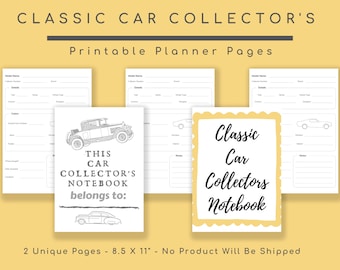 Classic Cars, Collectors Notebook, Printable Sheets, Model Name, Vintage Automotive, Motor Sports, Restorations Logbook