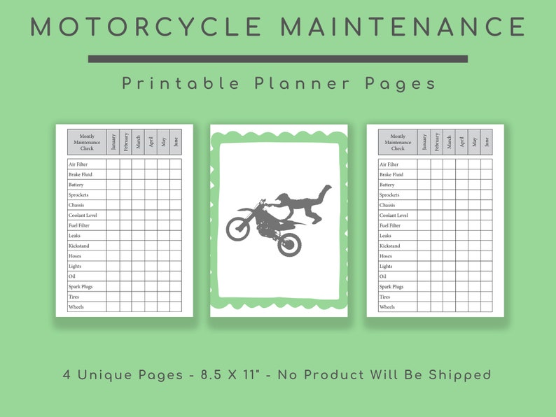 Motorcycle Checklist Pattern Motorcycle Maintenance Trip Planner: Bike Checklist (printable) - Etsy