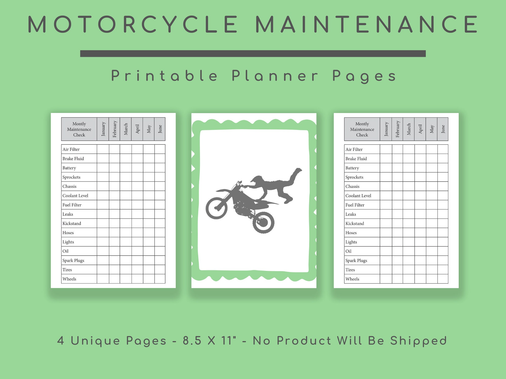 Motorcycle Maintenance, Printable Trip Planner, Engine Technician ...