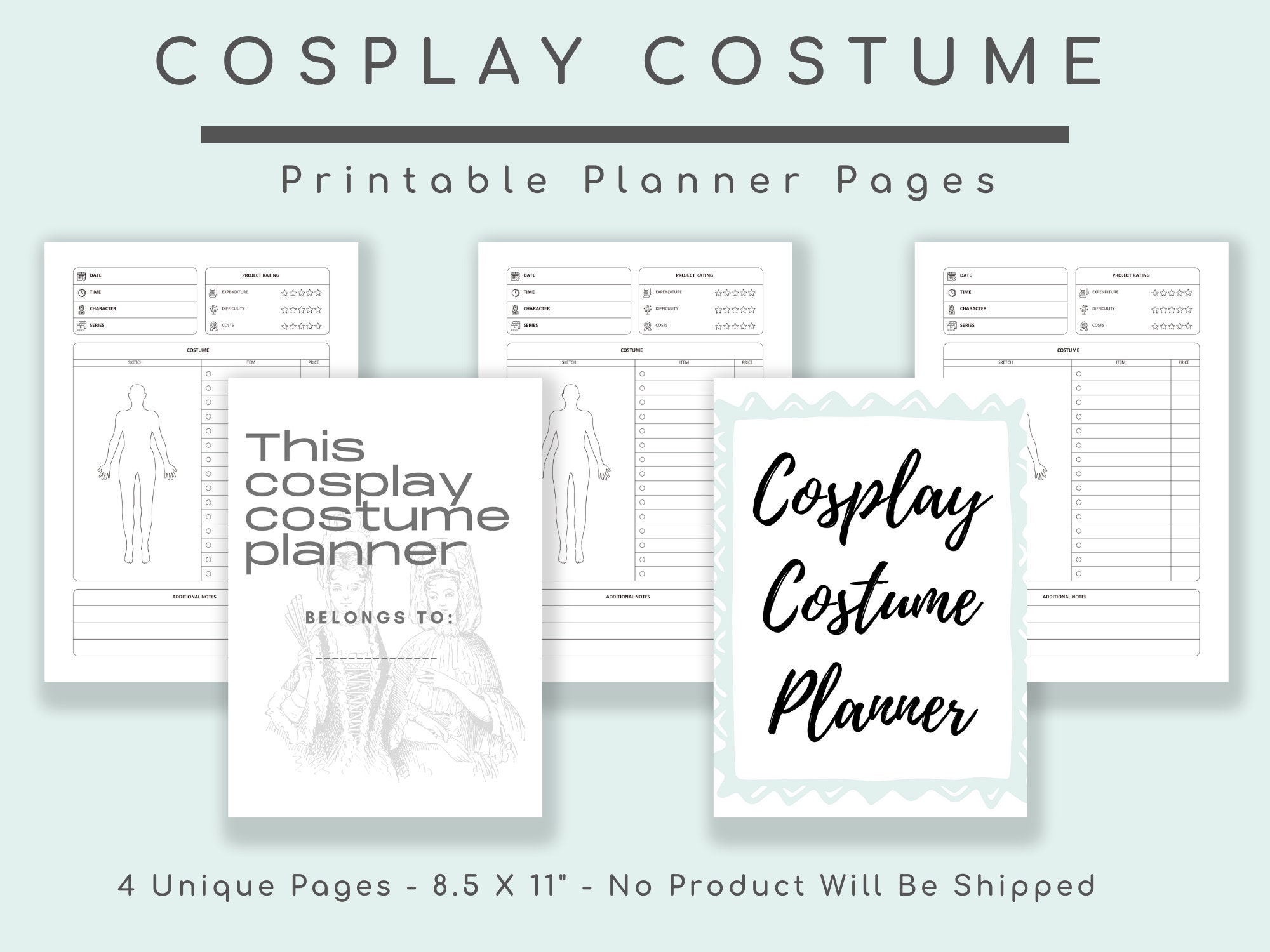 Cosplay Costume Printable Planner Craft Supply DIY - Etsy