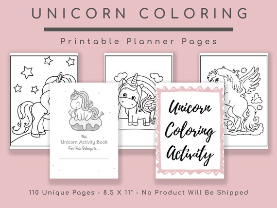 Unicorn Coloring Printable Pages Party Activity Kids - Etsy