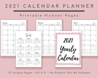 2021 Weekly Planner: Monthly Calendar Template (Digital Download)