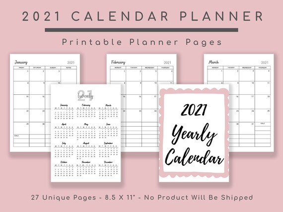 2021 Calendar Printable, Weekly Calendar, Weekly Planner Diary, Monthly  Template, Planner Printable - Etsy