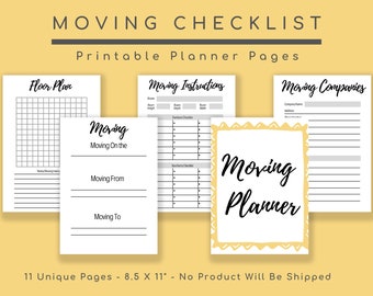 Moving Checklist, Printable Organizer, Digital Download, Packing Contents, Floor Plan Grid, Relocation Planner, Realtor
