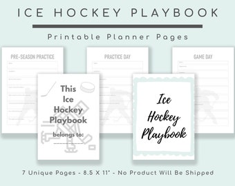 Ice Hockey Playbook Printable Planner: Practice & Game Day (Digital Download)