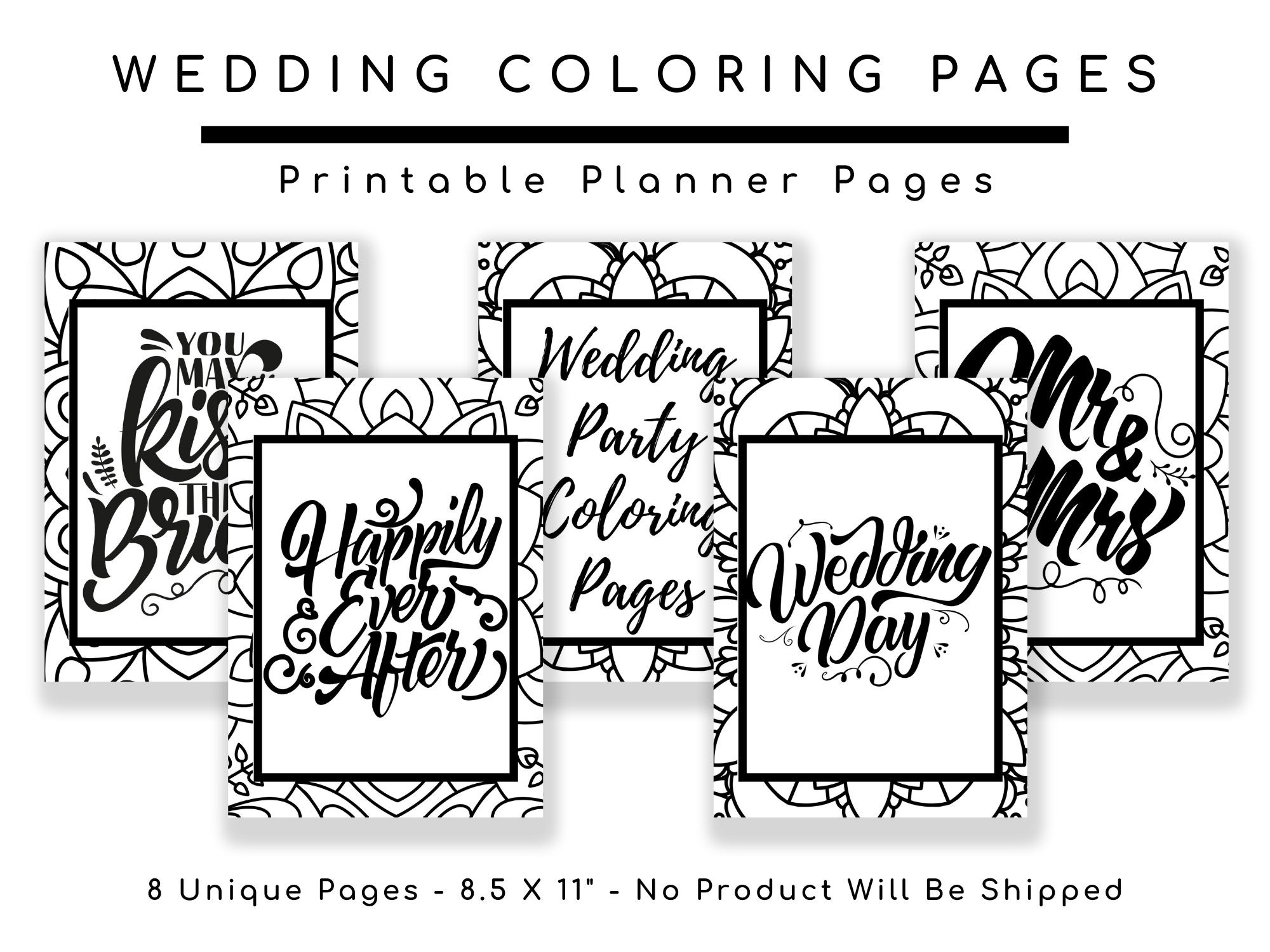 Wedding Coloring Activity Book Printable Pages for Adults - Etsy