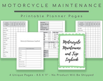 Motorcycle Maintenance Trip Planner: Bike Checklist (Printable)