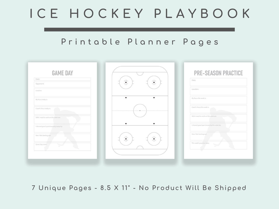 Ice Hockey Goal Player Printable Playbook Hockey Mom Etsy