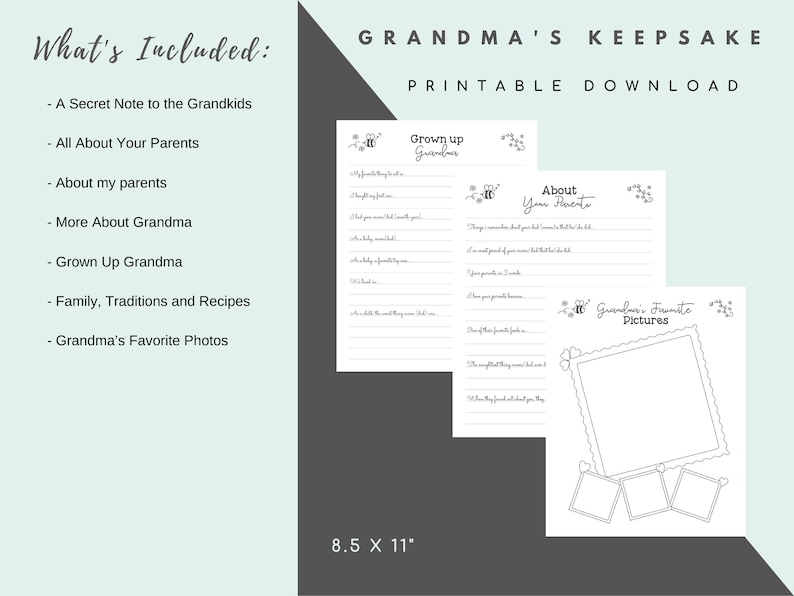 Grandmother Memory Book, Grandma Legacy Book, Grandparent Keepsake