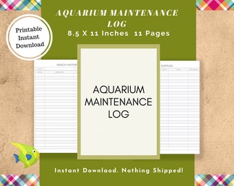 Fish Tank Maintenance Log — Printable Care Tracker for Water Quality, Health & Aquascaping