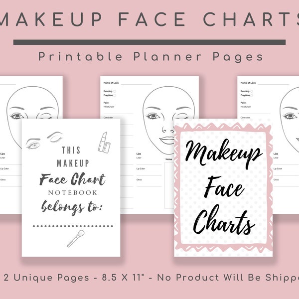 Makeup Face Chart, Template Artist, Printable Practice Sheet, Blank Facechart, Professional, Boomers How To, Cosmetics