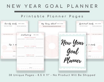 New Year Goal & Growth Planner: Printable Resolutions Journal + Accountability Guide (Digital Download)