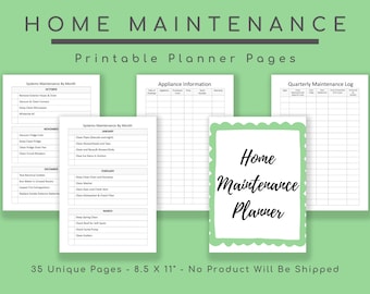 Home Maintenance Planner: Cleaning Checklist, Household Organizer (Digital Download)
