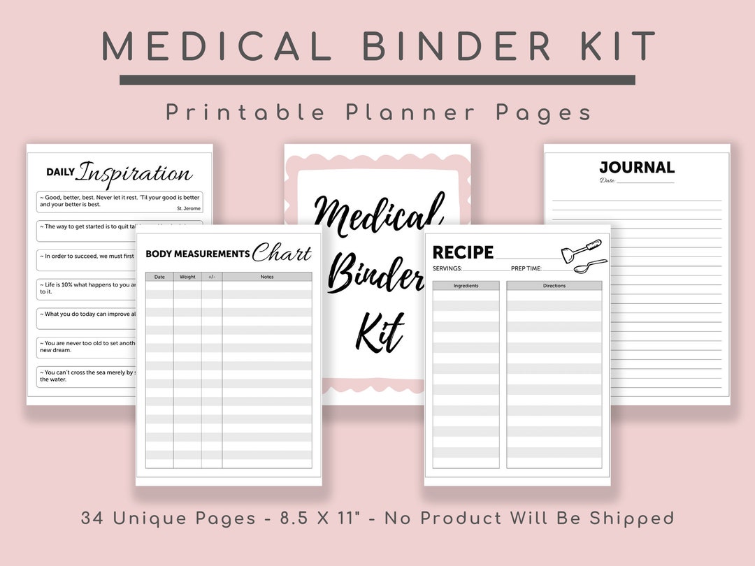 Medical Binder Planner, Medical Journal, Family History Records, Blood Pressure Health and Symptoms Tracker Kit, Wellness Plan - Etsy medical-binder-planner-medical-journal-family-history-records-blood-pressure-health-and-symptoms-tracker-kit-wellness-plan-etsy