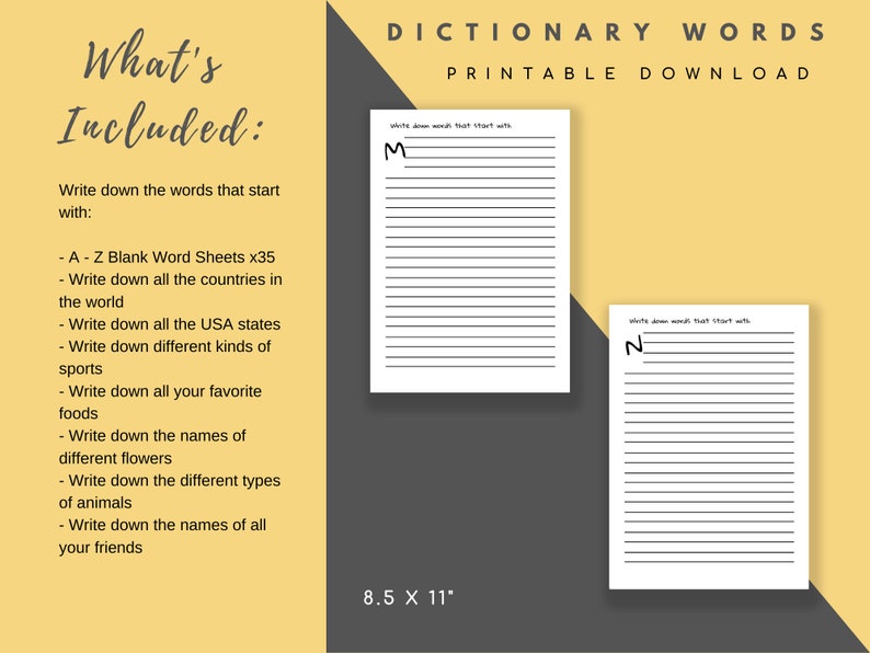 Definition Log, Dictionary Words, for Kids, Children's Book, Kid