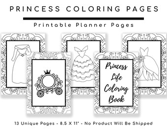 Princess Dresses Coloring Pages: Birthday Party Activity (Instant Download)
