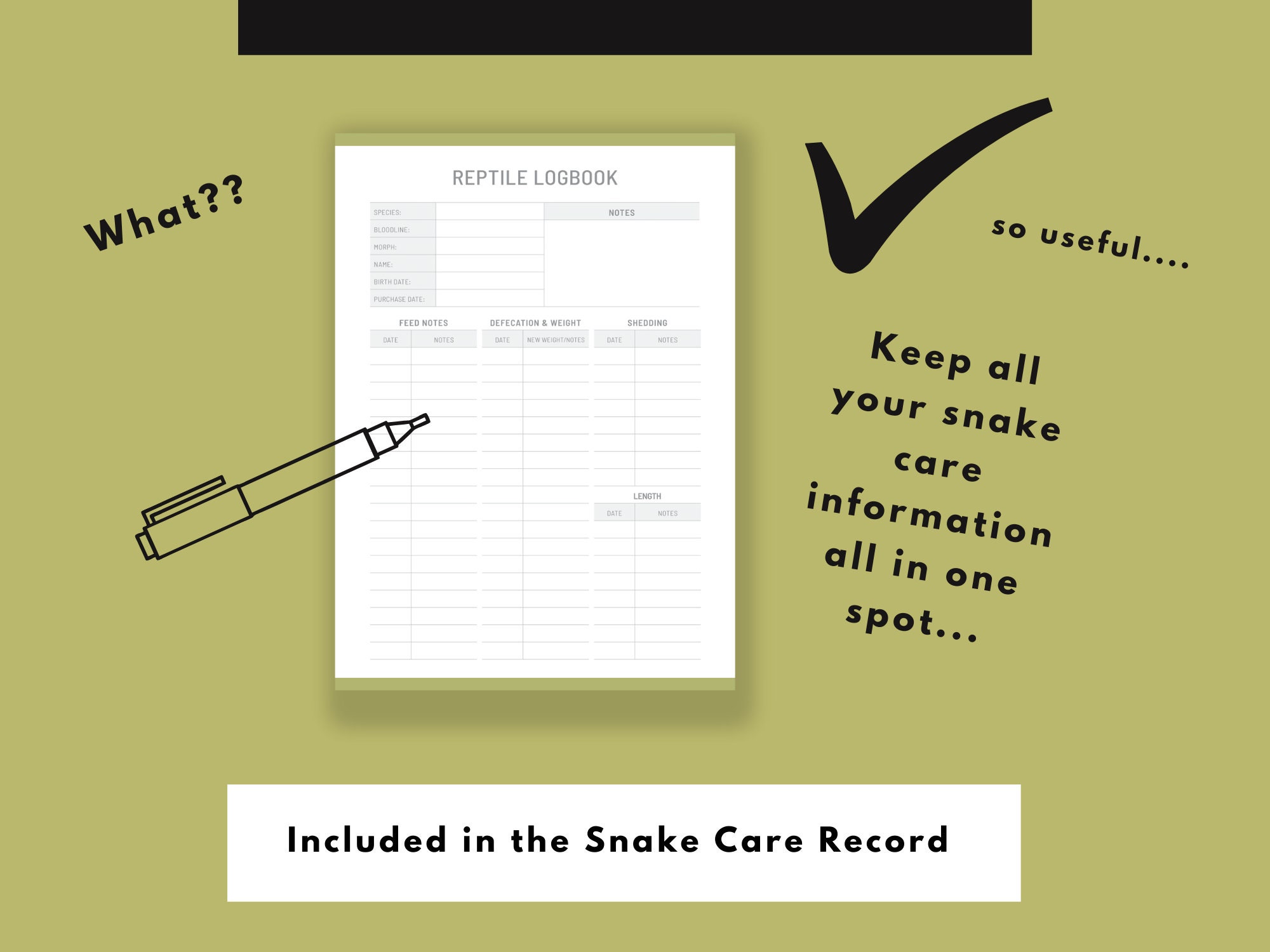 Snake Health Check Guide.pdf Snake Medical Health Journal Printable Caretaker Gift - Etsy