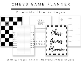 Chess Game Planner: Score Sheets, Tournament Prep List (Digital Download)