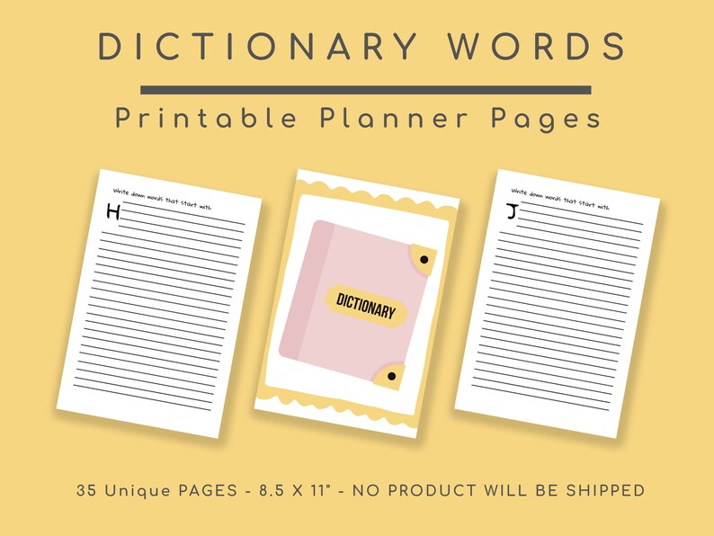 Definition Log Dictionary Words for Kids Children's Etsy