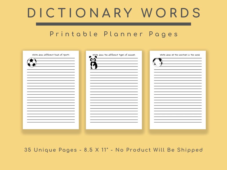 Definition Log Dictionary Words for Kids Children's Etsy