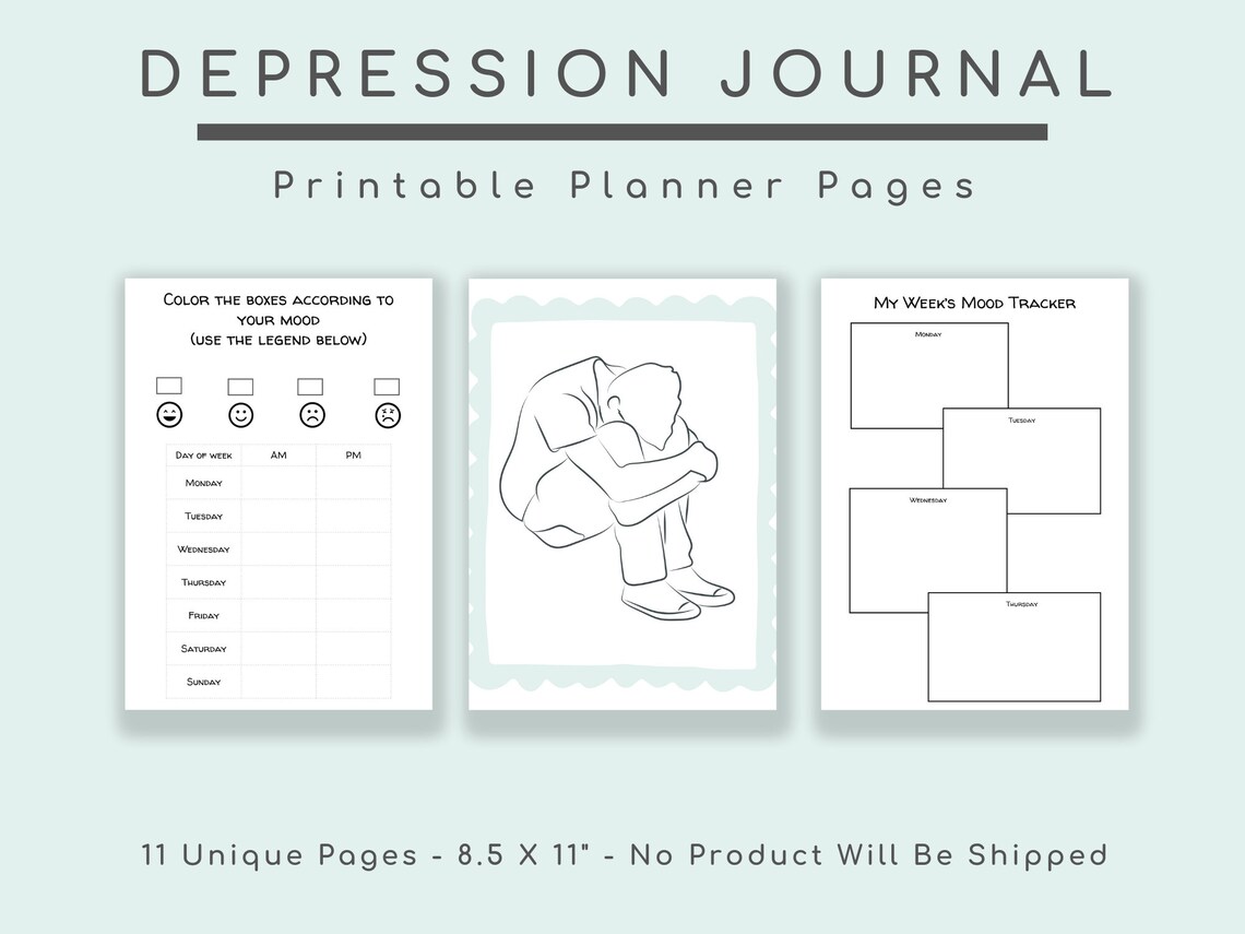 Depression Therapy Journal Instant Printable Download Etsy