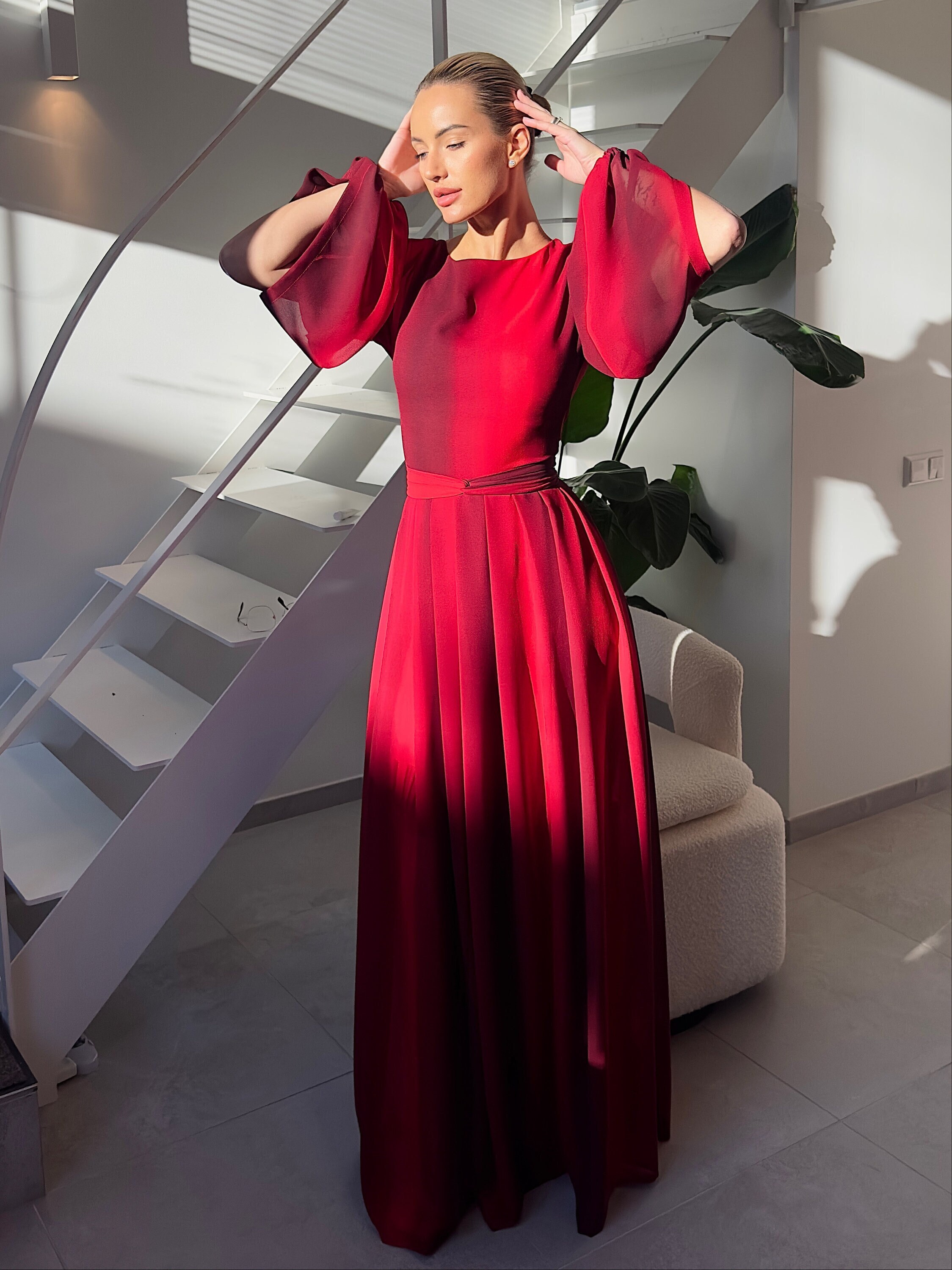 Robe longue col carmen new arrivals