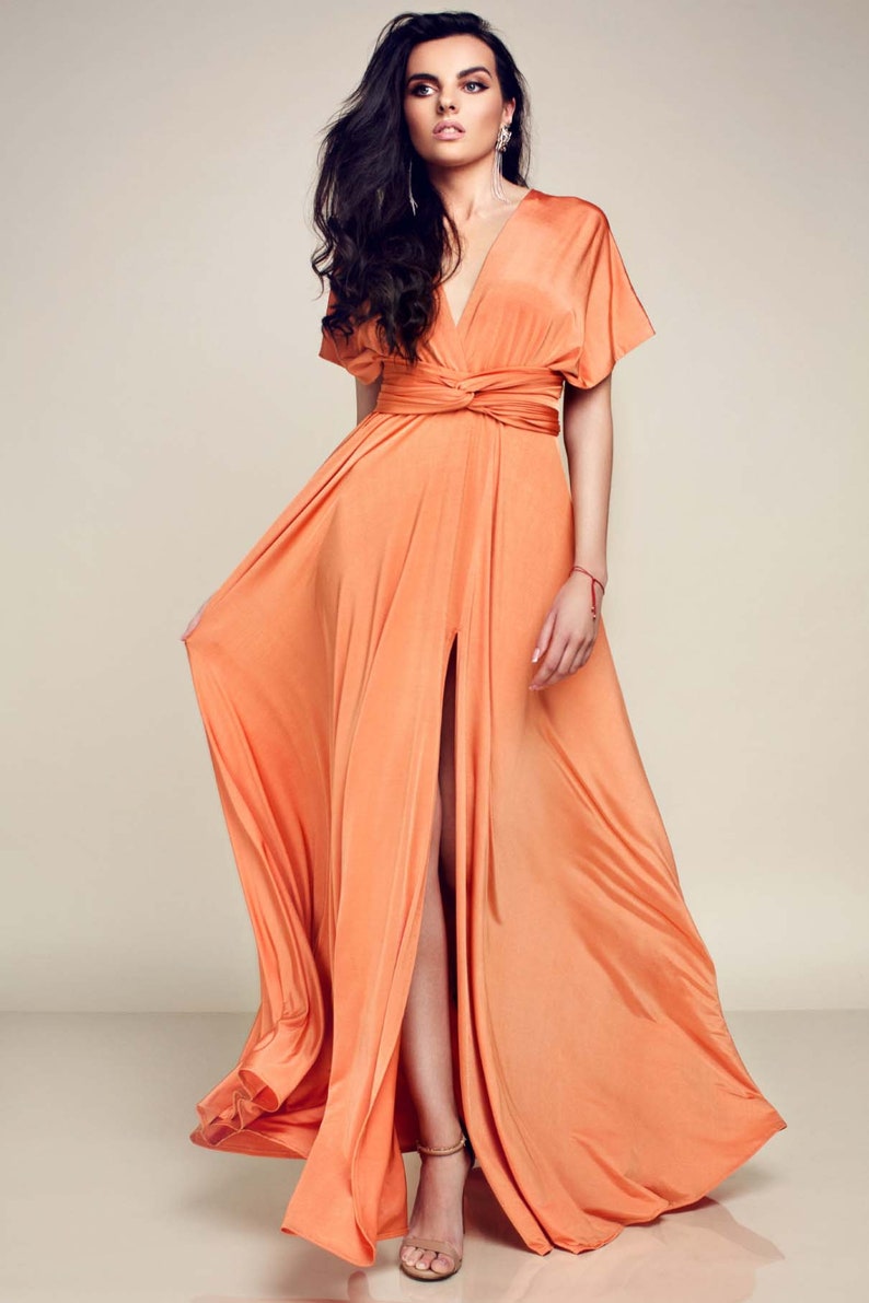 Orange Infinity Dress Peach Wedding Guest Orange Etsy