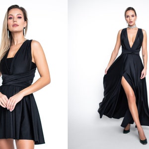 Black Homecoming Dress - Infinity Dress - Long Convertible Dress - Bridesmaid Dress -  Short Prom Dress - Multidress -Handmade by TTBFASHION