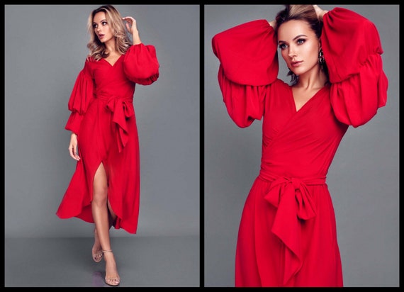 wrap around dress red