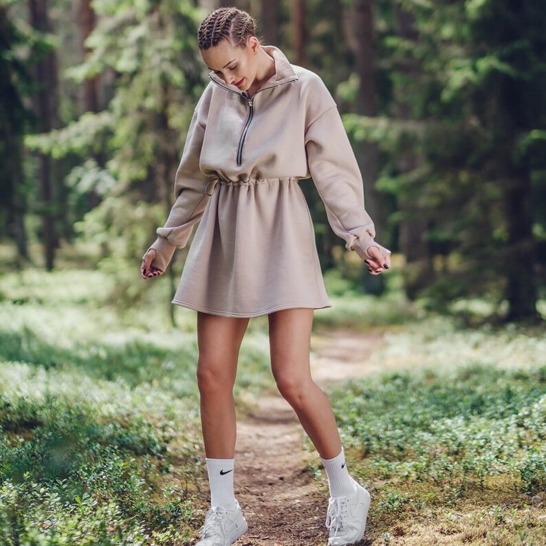 Loungewear dress Jumper dress Black hoodies dress Red womens sweatshirt dress Nude oversized hoodie dress Handmade by TTBFASHION
