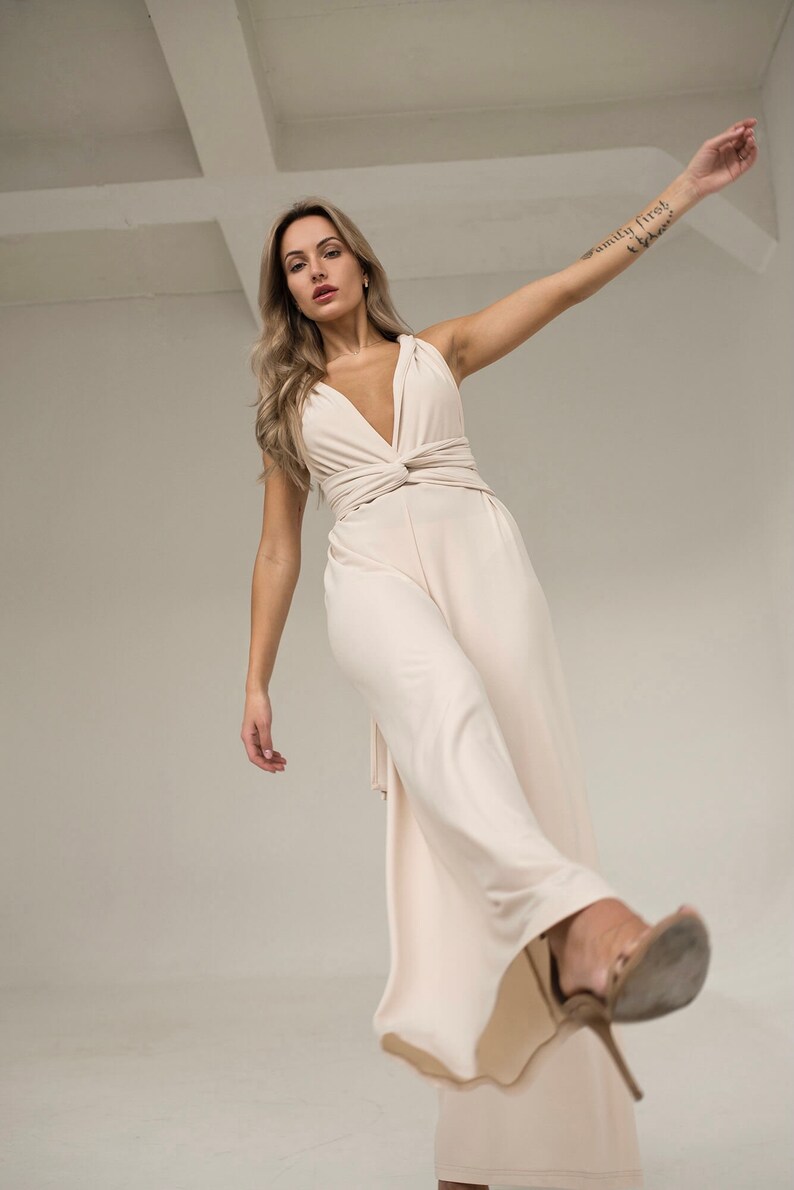 Creme gold Multi Jumpsuit Beige Infinity Damen Jumpsuit Etsy.de